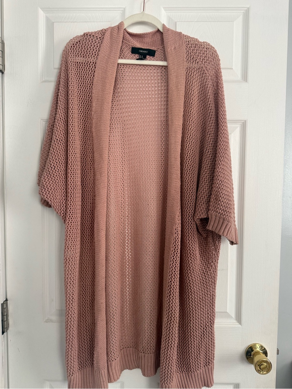 Forever 21 Open-Weave Dusty Rose Knit Cardigan